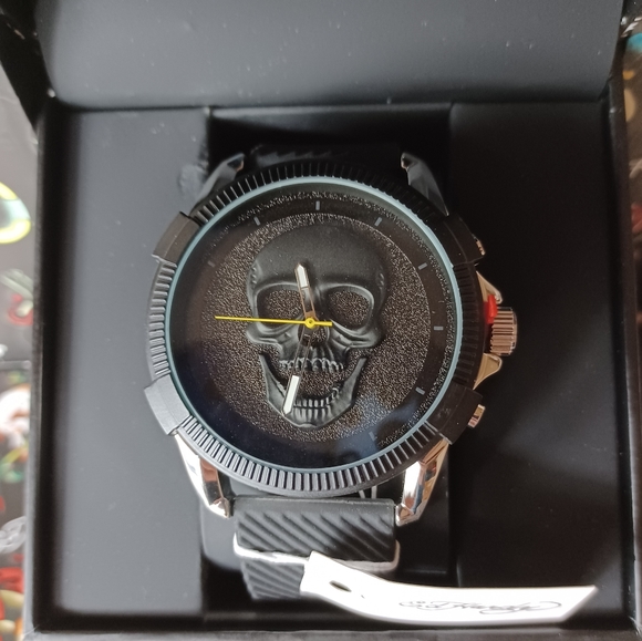 Ed Hardy | Accessories | Ed Hardy Mens Black Skull Wrist Watch | Poshmark